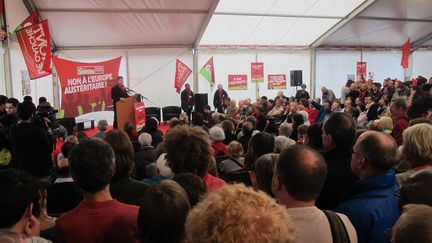 Jean-Luc M&eacute;lenchon, le copr&eacute;sident du Parti de Gauche, le 14 septembre 2013 &agrave; la F&ecirc;te de l'Humanit&eacute;, &agrave; la Courneuve (Seine-Saint-Denis). (CHRISTOPHE RAUZY / FRANCETV INFO)